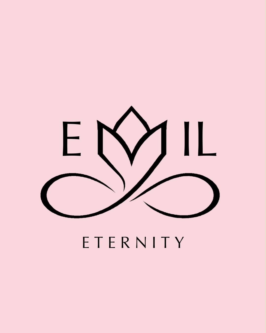 Logotipo original de EMIL ETERNITY sobre rosa claro
